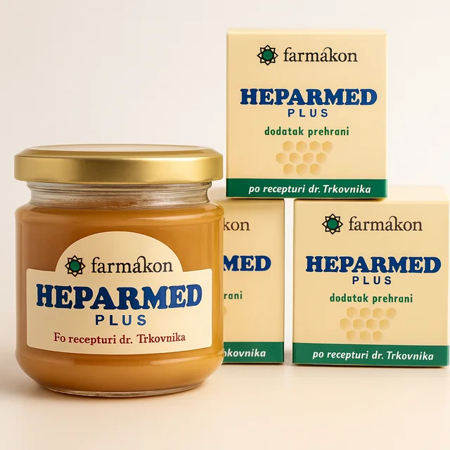 Pakiranja i staklenka proizvoda Heparmed Plus
